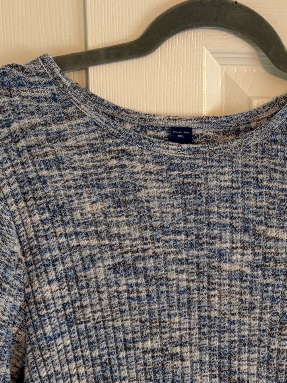 Old Navy Blue and Gray Ribbed Long Sleeve Plush Tee XXL - Picture 5 of 8